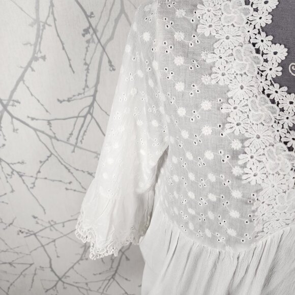 Maison Mascallier White Sheer Eyelet Babydoll Tunic - Picture 3 of 9